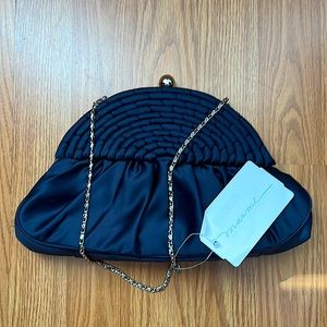 🔹MARMI: Clutch, navy blue, silver chain shoulder strap, NWT, snap closure.